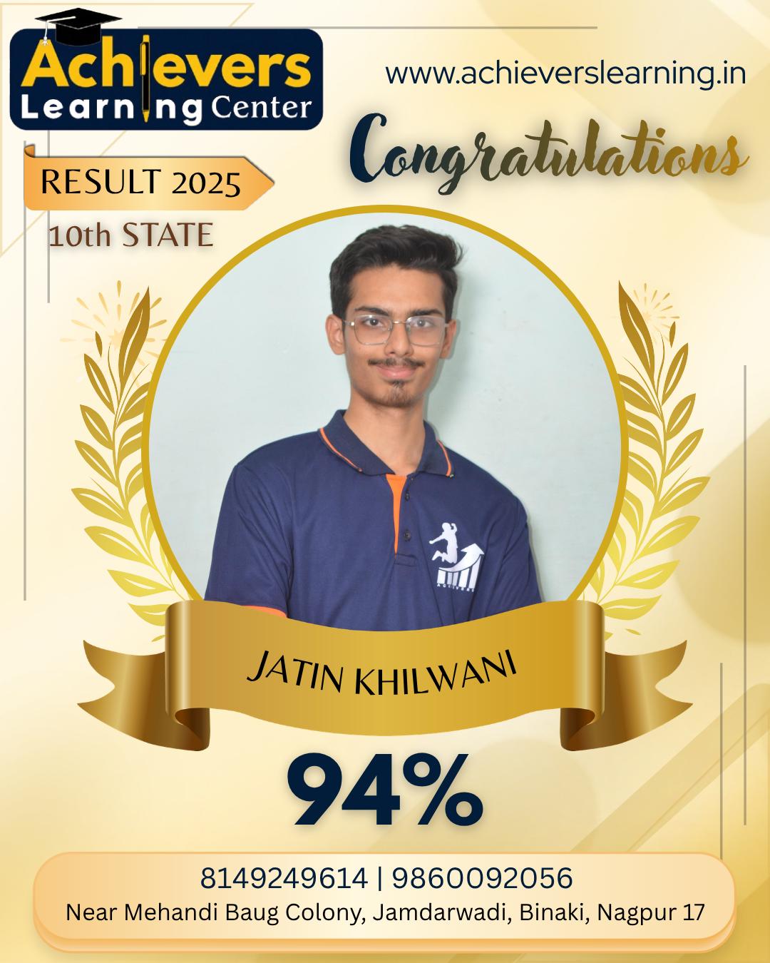 Jatin Achievers Learning Center Result 2026