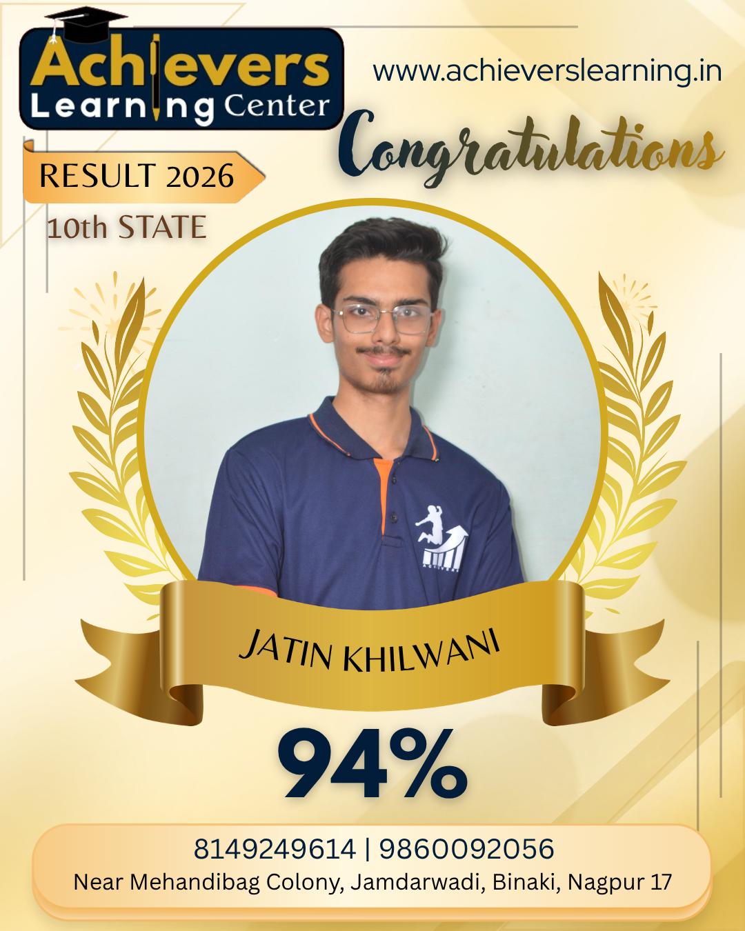 Jatin Achievers Learning Center Result 2026